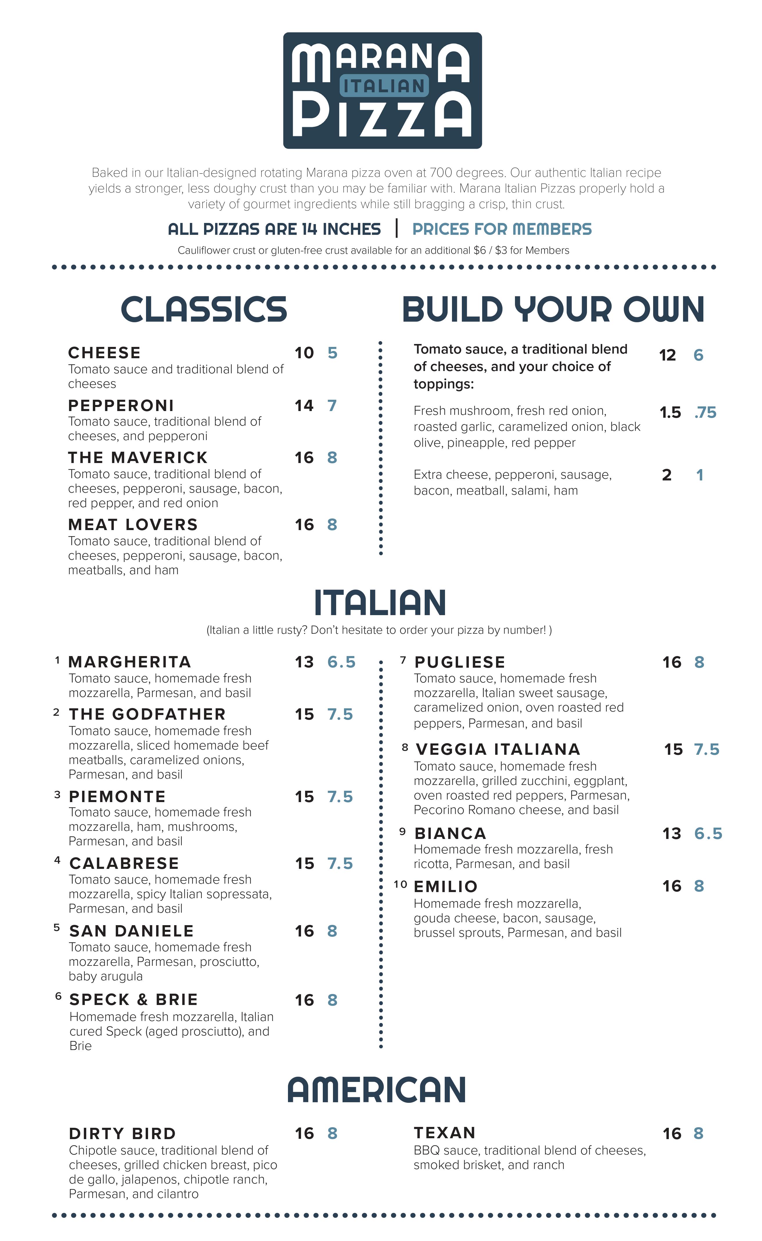 Marana Menu Bridlewood